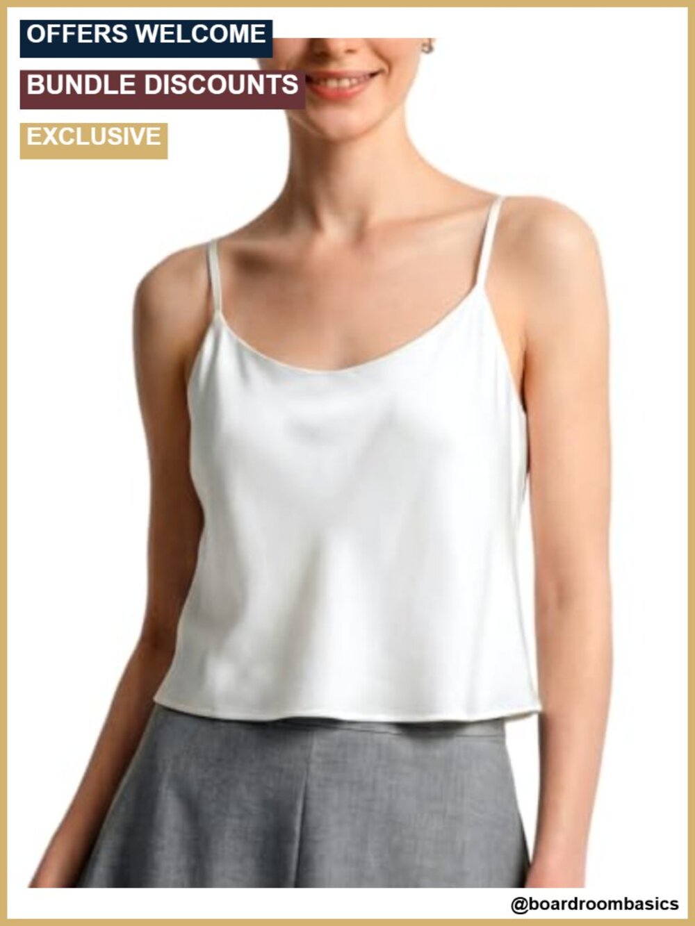 100% Mulberry Silk Camisole with Built-in Bra Tank Top Wireless